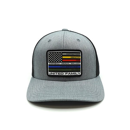 United Family Woven Patch Hat - Curved Bill Snapback Heather Grey / Black - Club Rehab