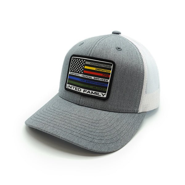 United Family Woven Patch Hat - Curved Bill Snapback Heather Grey / White - Club Rehab