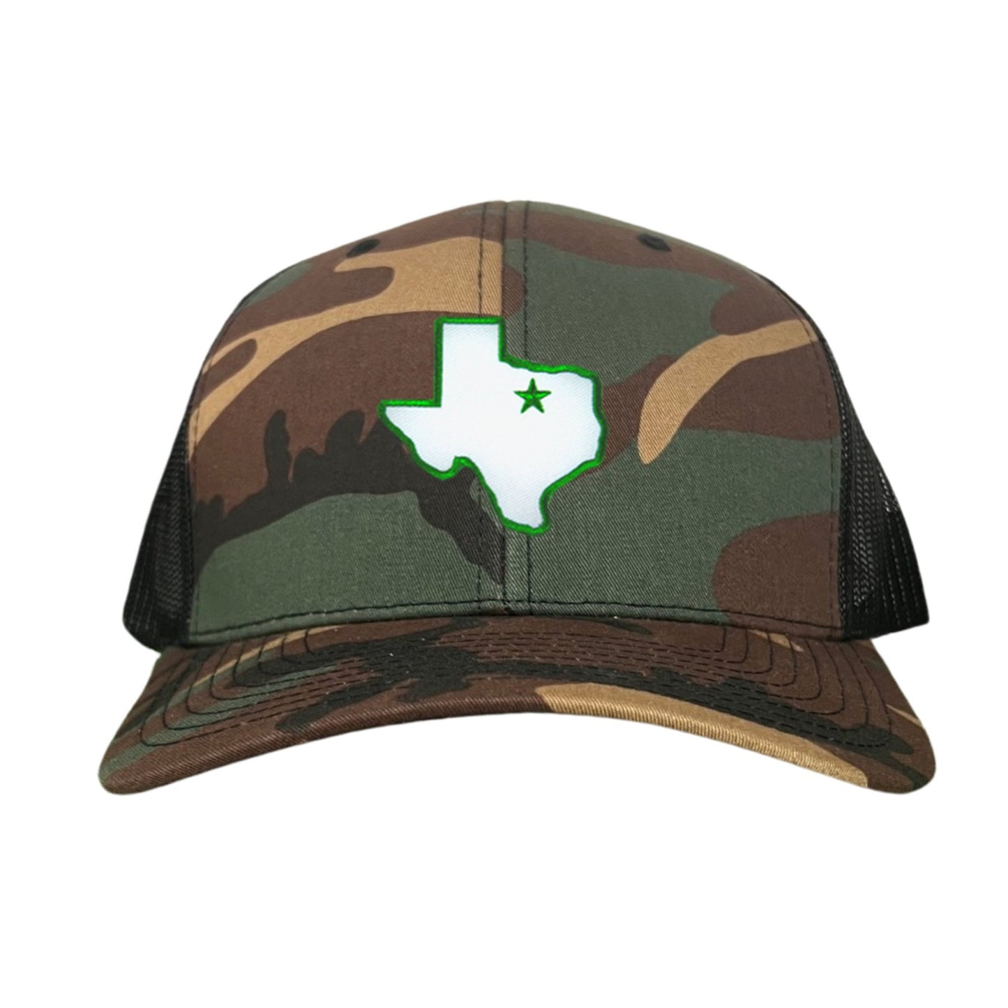 UNT State of Texas Star / 210 / Hats / UNT012 / MM - Camo / Black Curved Bill Mesh Snapback - Club Rehab