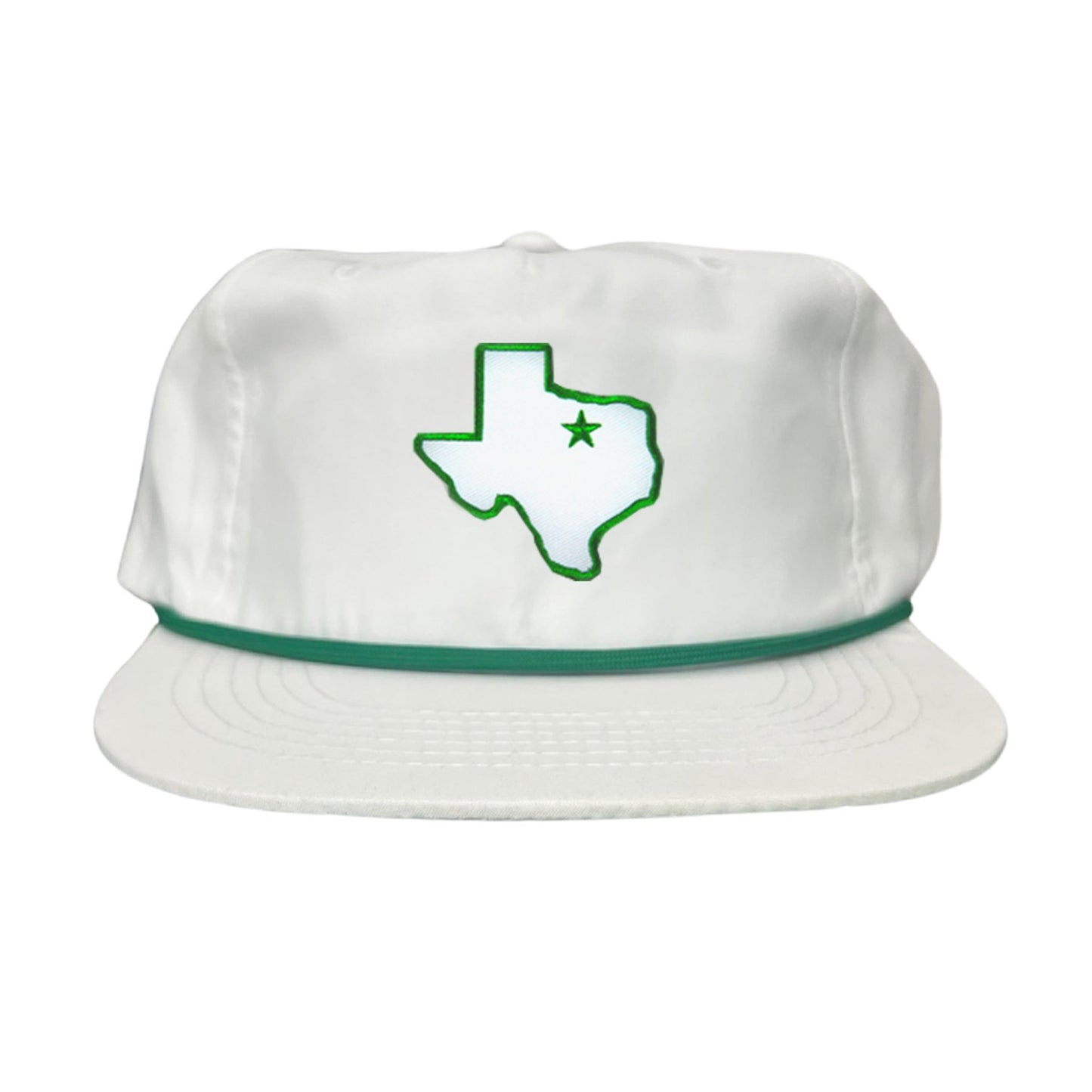 UNT State of Texas Star / 210 / Hats / UNT012 / MM - Flatbill White with Green Rope - Club Rehab