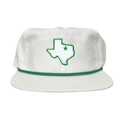 UNT State of Texas Star / 210 / Hats / UNT012 / MM - Flatbill White with Green Rope - Club Rehab