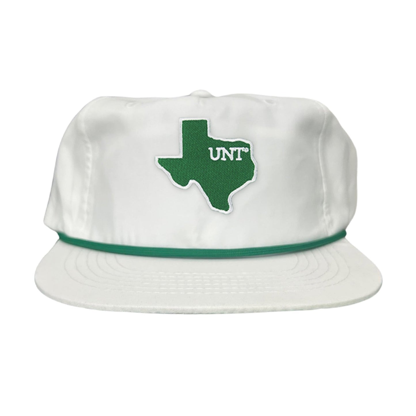 UNT / State of Texas UNT / 213 / Hats / UNT012 / MM - Flatbill White with Green Rope - Club Rehab