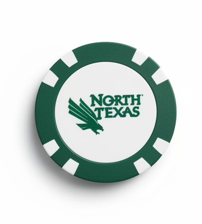 Golf chip with 'North Texas' logo on a white background