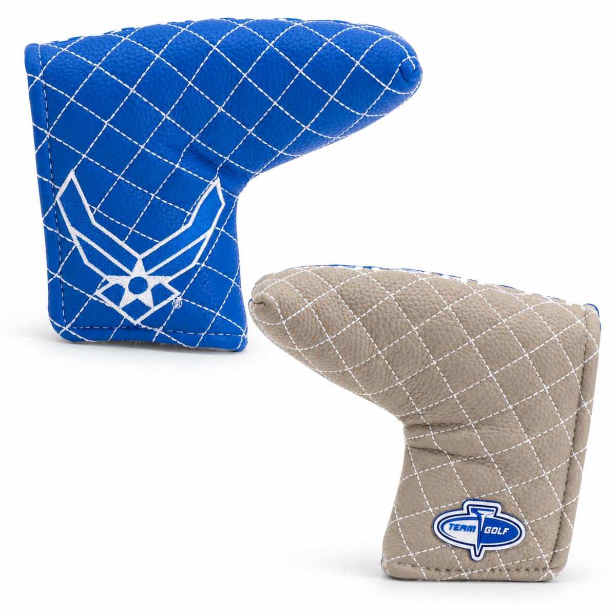 U.S. Air Force split quilted blade putter headcover 59891, front and back compact offset view
