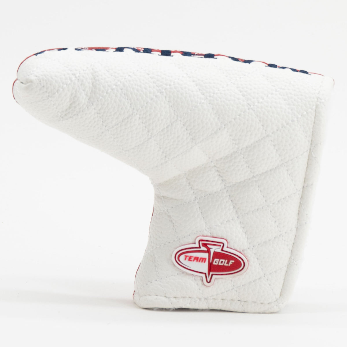 U.S. Marines split quilted blade putter headcover, white quilted back with Team Golf patch