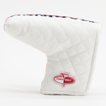 U.S. Marines split quilted blade putter headcover, white quilted back with Team Golf patch