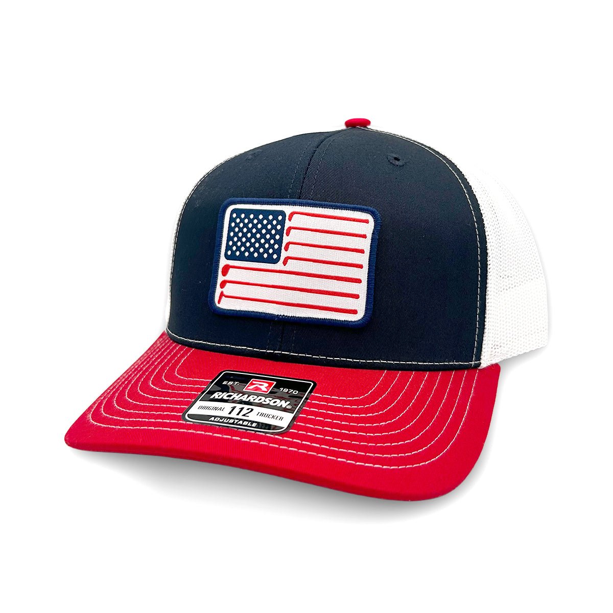 USA Golf Flag (Woven Patch) - Curved Bill Snapback Navy / White / Red - Club Rehab