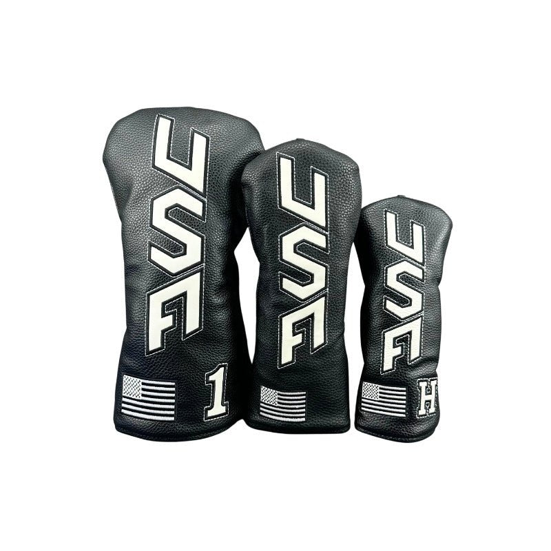 USA Heritage Headcovers - Black/White Full 3 PCs set (D,F,H) - Club Rehab