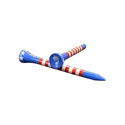 USA Stripe Premium Wooden Golf Tees | 2 3/4” Standard Size | 45 Pack Set | Durable Painted Wood Tees | Unique Designs - Club Rehab