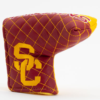 USC Trojans Split Quilted Blade Putter Cover, angled view