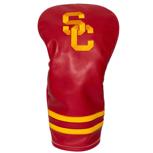 Red golf club head cover with yellow 'SC' logo on a white background