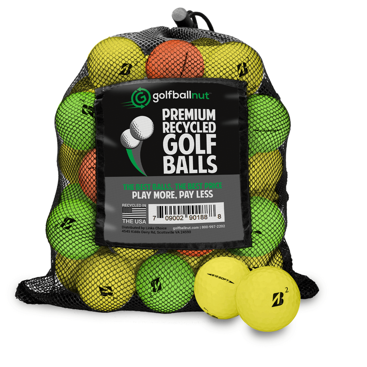 Used Bridgestone Color Mix Golf Balls - Mesh Bag - 24 - Club Rehab