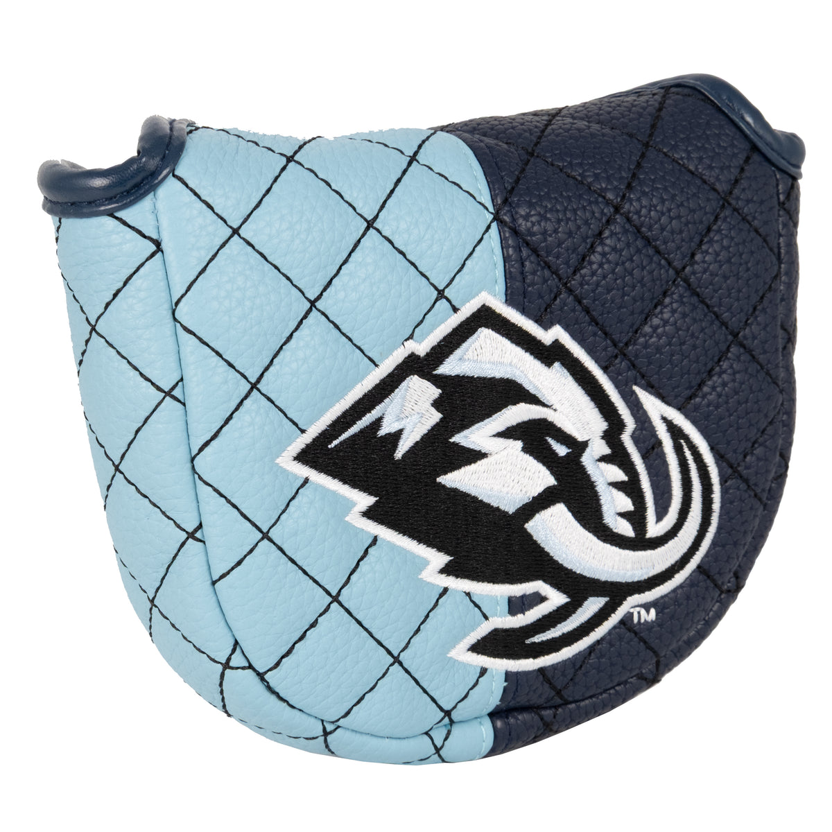 Utah Mammoth Split Mallet Putter quilted headcover, angled view