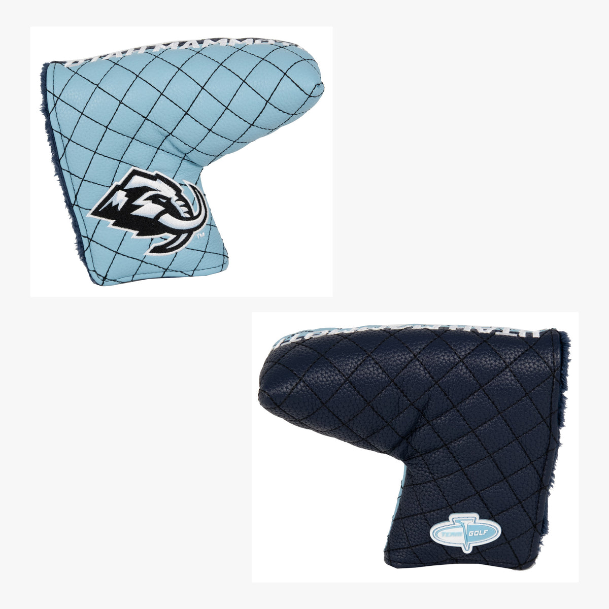 Utah Mammoth Split Quilted Blade Putter Cover, front and back views