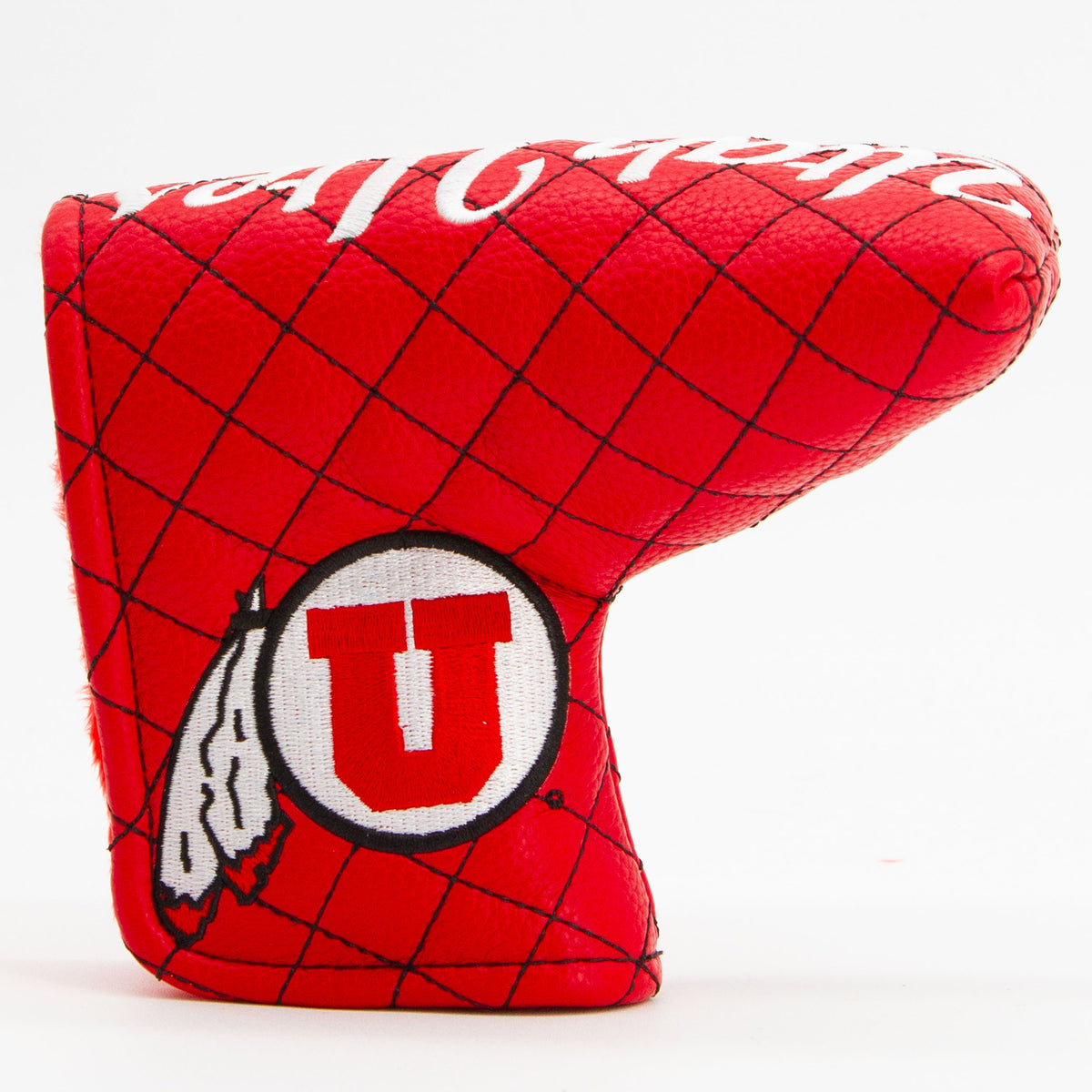 Utah Utes Solid Quilted Blade Putter Cover, front view