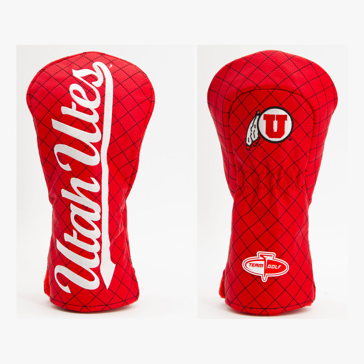 Utah Utes Solid Quilted Driver Headcover, front and back views