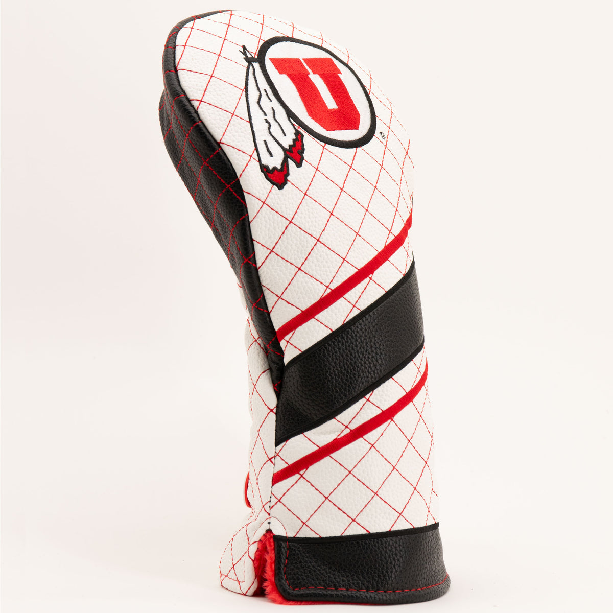 Utah Utes Striped Quilted Driver Headcover, angled view
