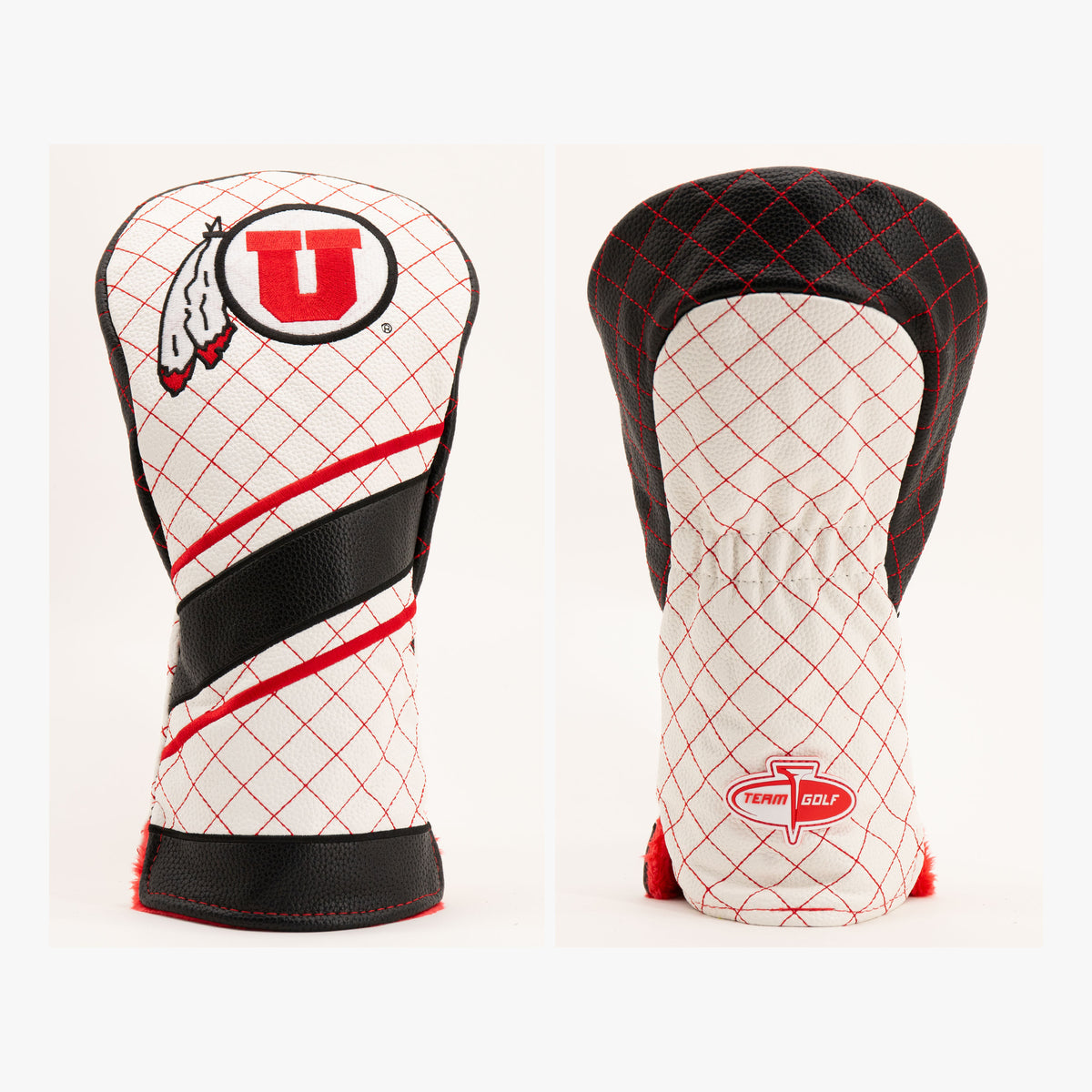 Utah Utes Striped Quilted Driver Headcover, front and back views