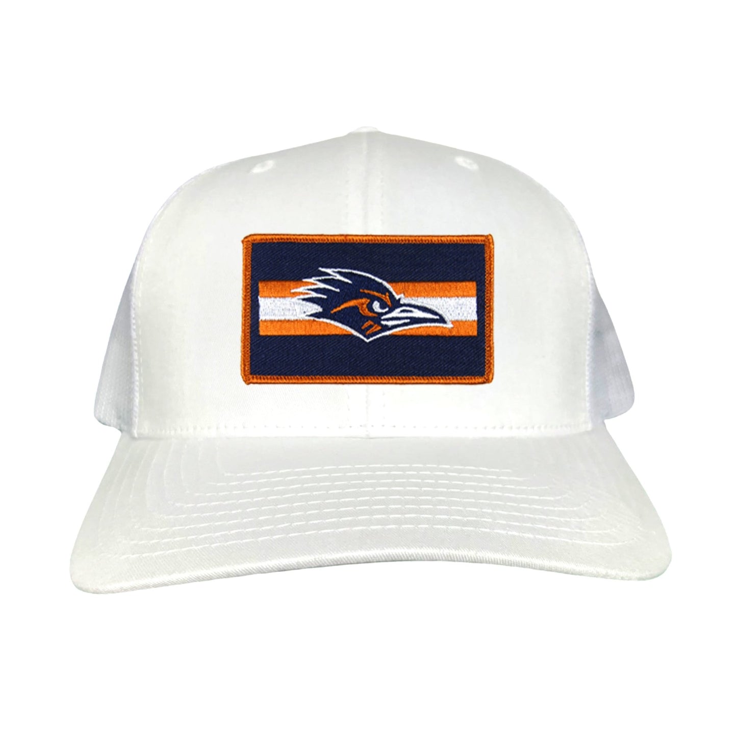 UTSA Rectangle Stripe Roadrunner / Hats / 153 / UTSA007 - White Curved Bill Mesh Snapback - Club Rehab