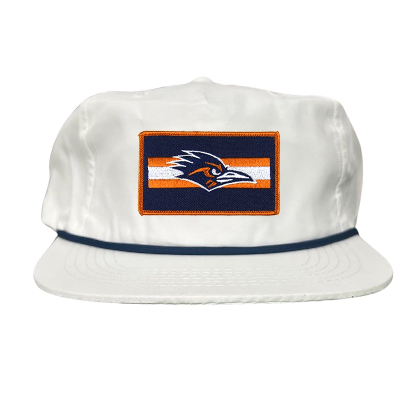 UTSA Rectangle Stripe Roadrunner / Hats / 153 / UTSA007 - Flat Bill White with Navy Rope Canvas - Club Rehab