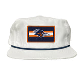 Flat Bill White with Navy Rope Canvas