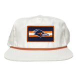 Flat Bill White with Orange Rope Canvas