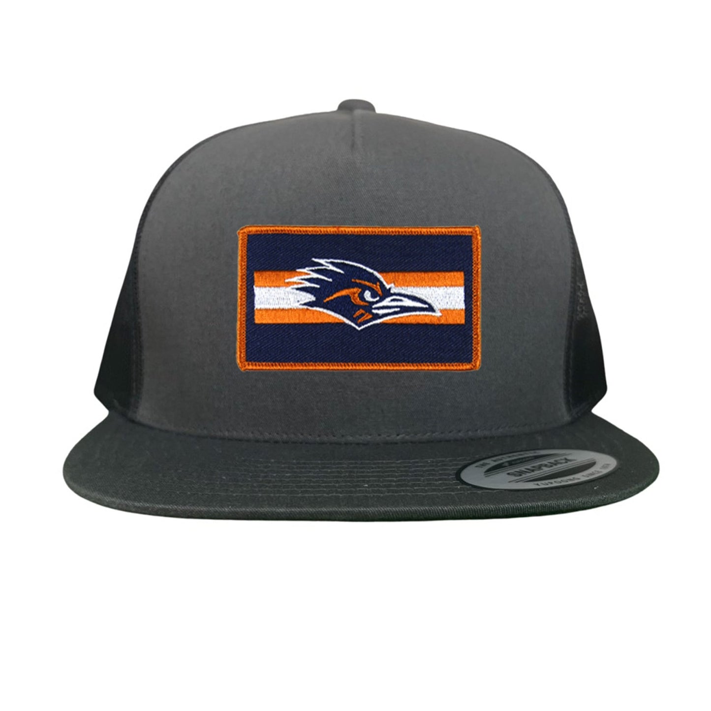 UTSA Rectangle Stripe Roadrunner / Hats / 153 / UTSA007 - Flat Bill Charcoal Mesh Snapback - Club Rehab