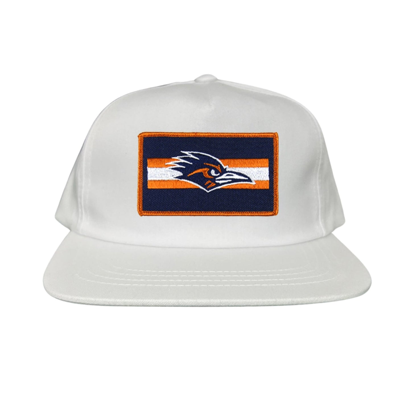 UTSA Rectangle Stripe Roadrunner / Hats / 153 / UTSA007 - Flat Bill White Canvas Snapback - Club Rehab