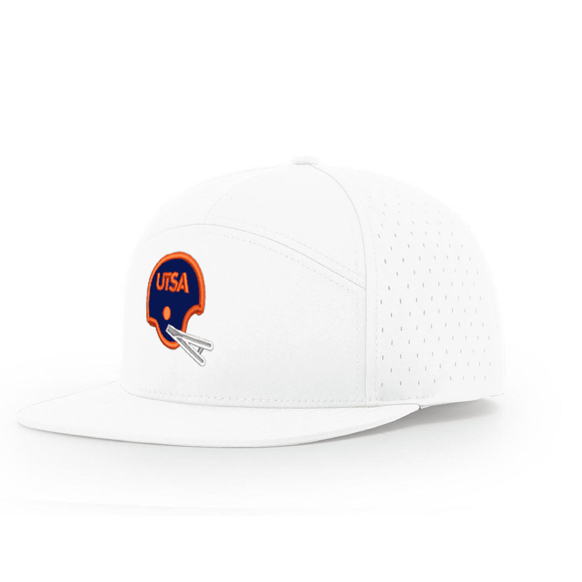 UTSA Retro Helmet - White Laser Cut Flatbill 7 Panel - Club Rehab