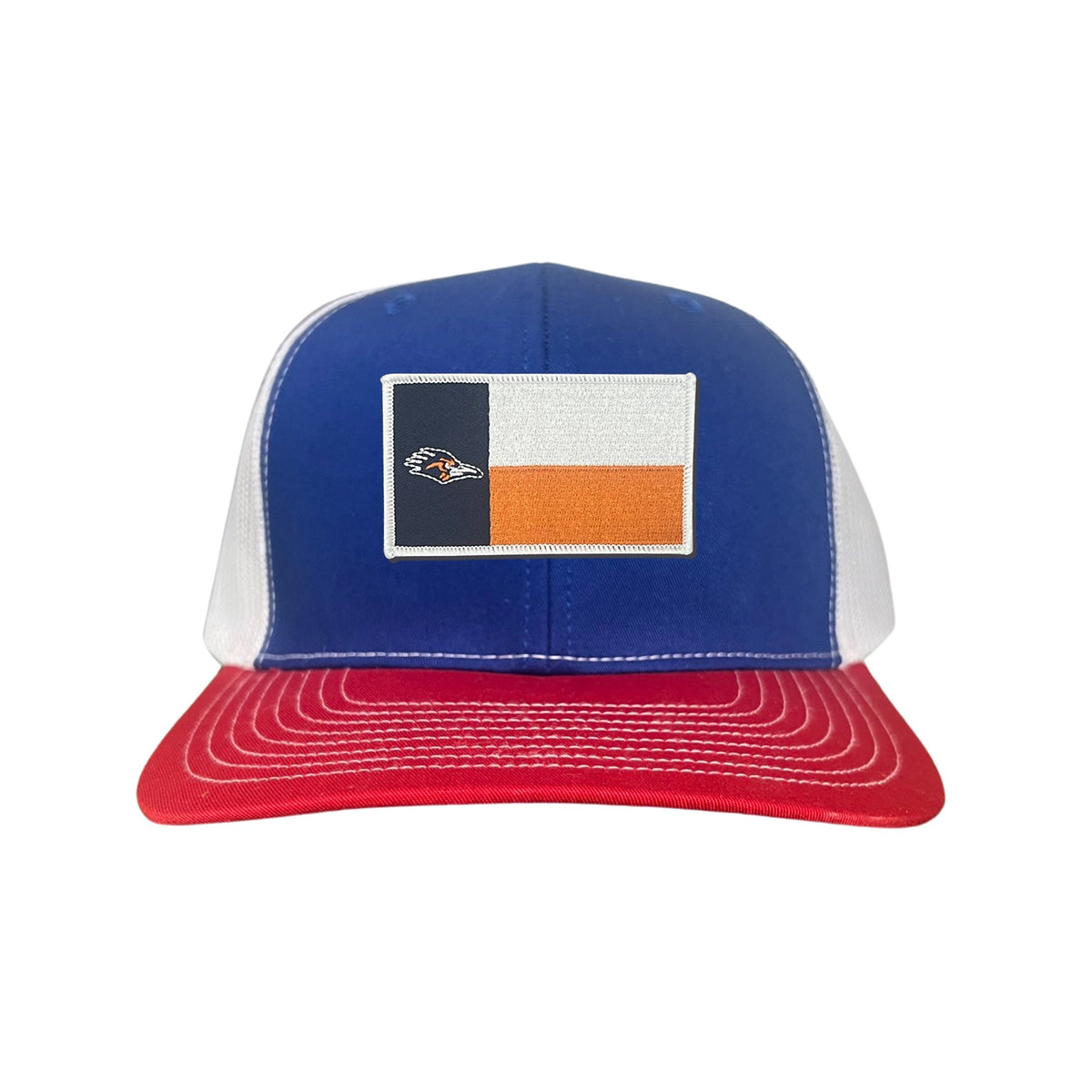 UTSA / Roadrunner State Flag / Curved Bill Mesh Snapback / 154 / UTSA002 - White / Red / Royal Curved Bill Mesh Snapback - Club Rehab