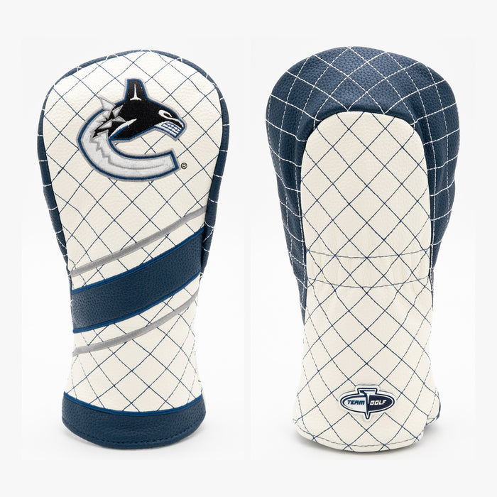 Vancouver Canucks Striped Quilted Fairway Headcover, front and back views
