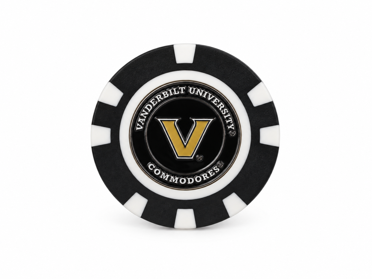 Vanderbilt Commodores golf poker chip, V logo side on white background