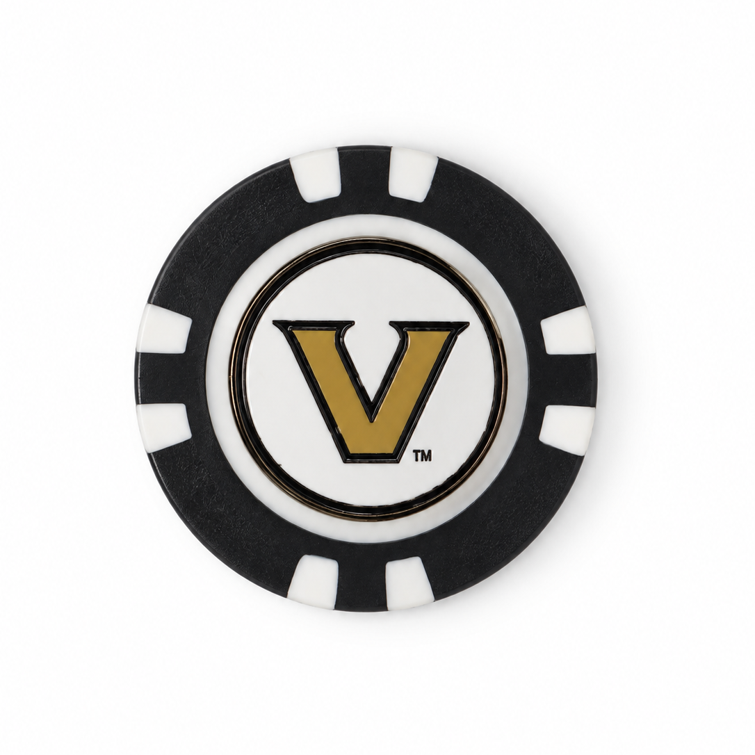 Vanderbilt Commodores golf poker chip, wordmark side on white background
