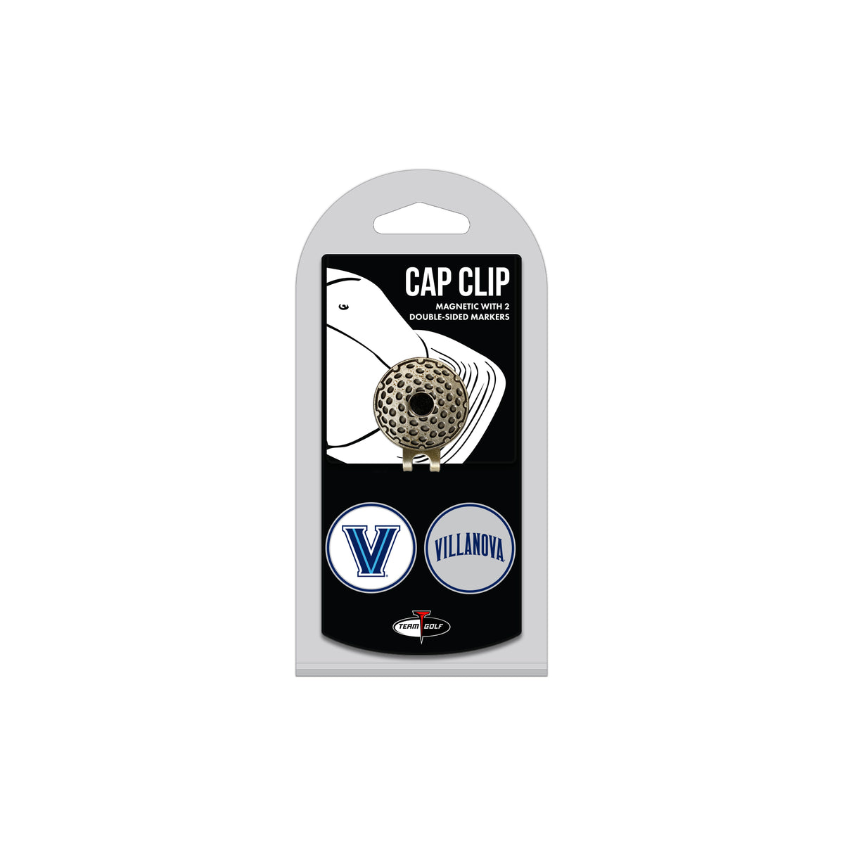 Villanova Wildcats hat clip with two golf ball markers