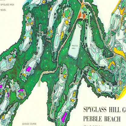 Vintage Map of Spyglass Hill Golf Course, 1974 - Unframed Print 18" x 12" - Club Rehab
