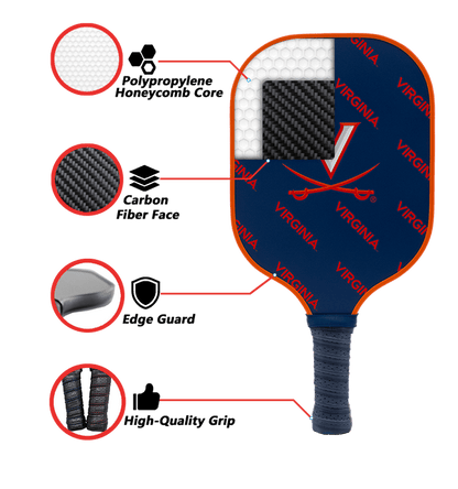 Virginia Cavaliers Pickleball Paddle | Carbon Fiber Face | 12mm Core - Club Rehab