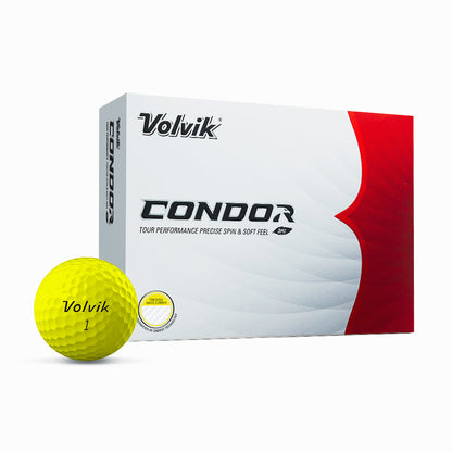 Volvik Condor yellow golf balls — ball and box