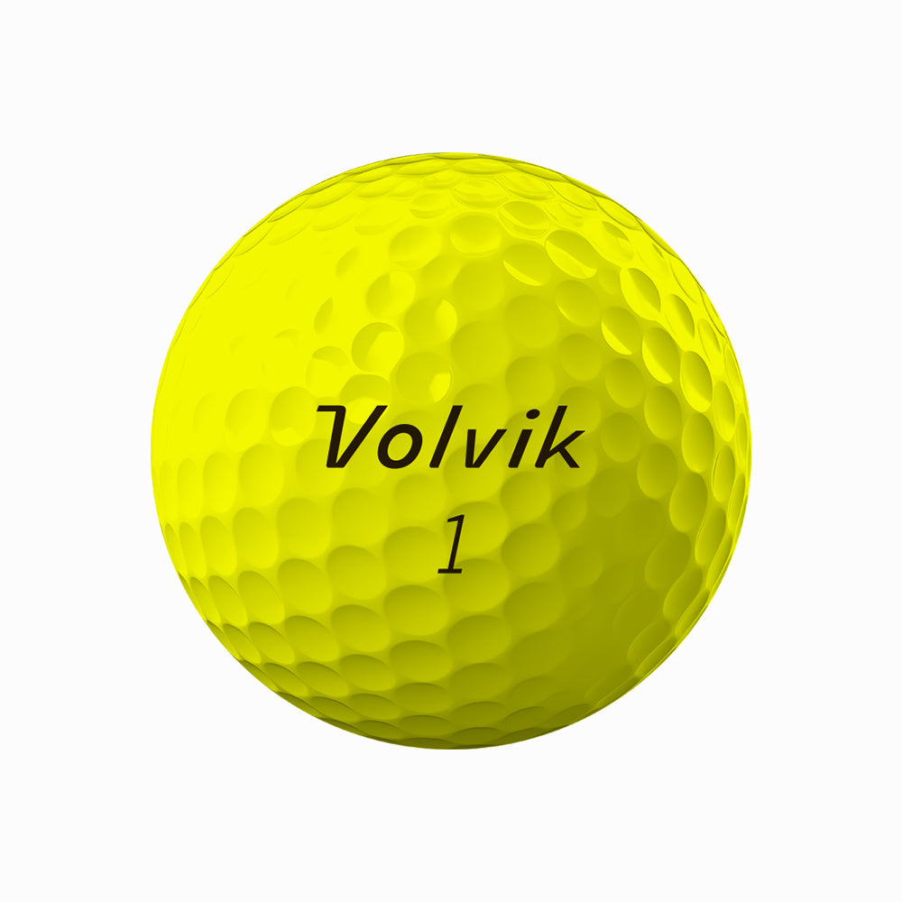 Volvik Condor yellow golf balls — ball brand mark