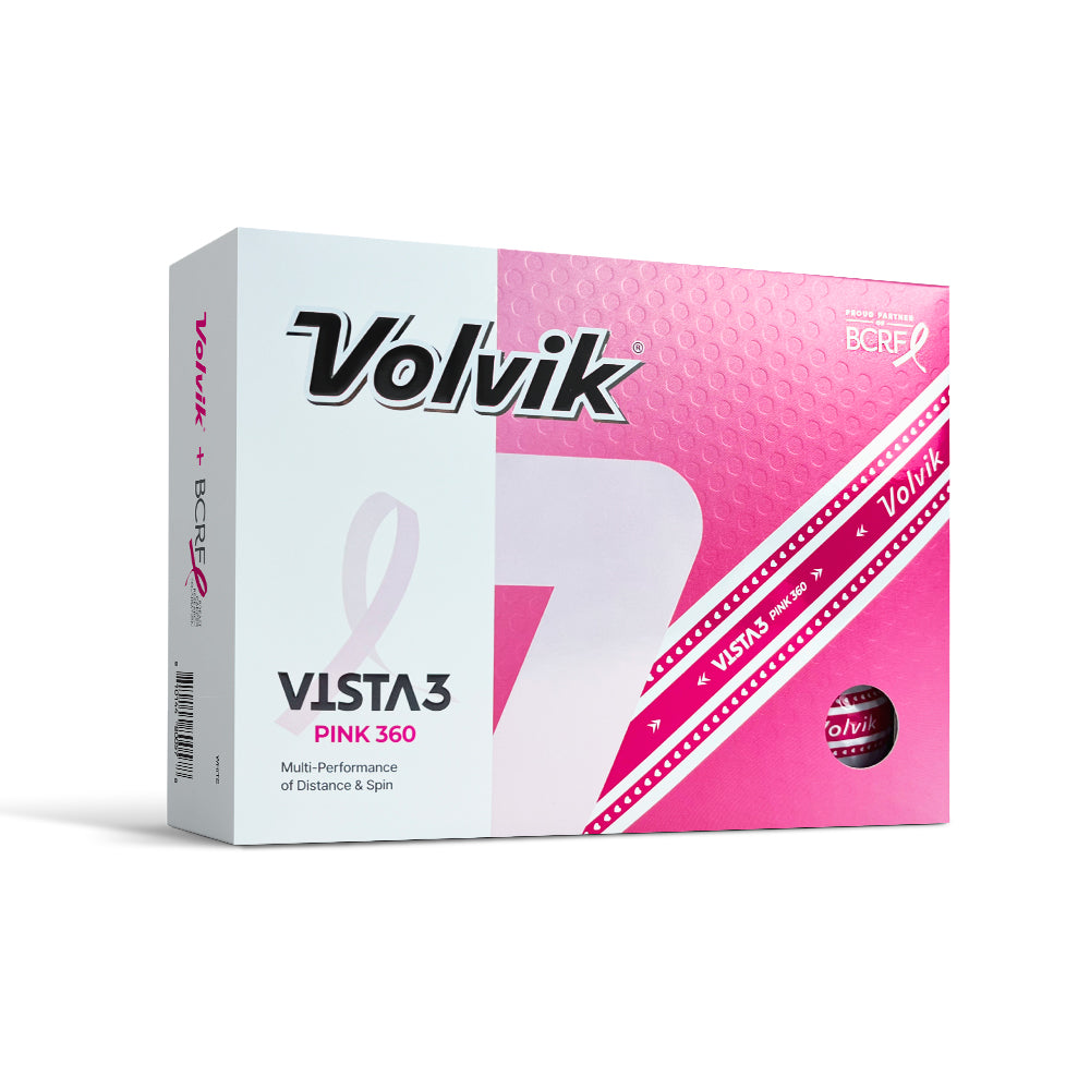 Volvik BCRF Vista3 Pink 360 Golf Balls – 1 Dozen packaging