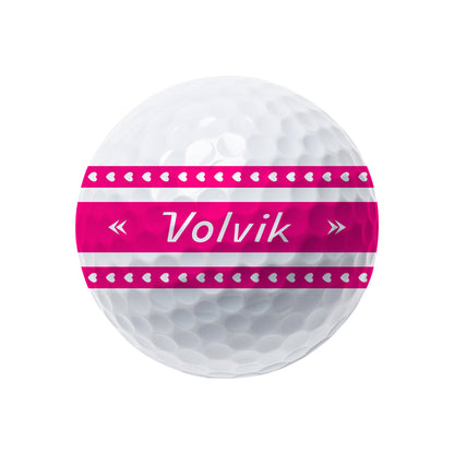Volvik BCRF Vista3 Pink 360 golf ball showing pink Volvik logo