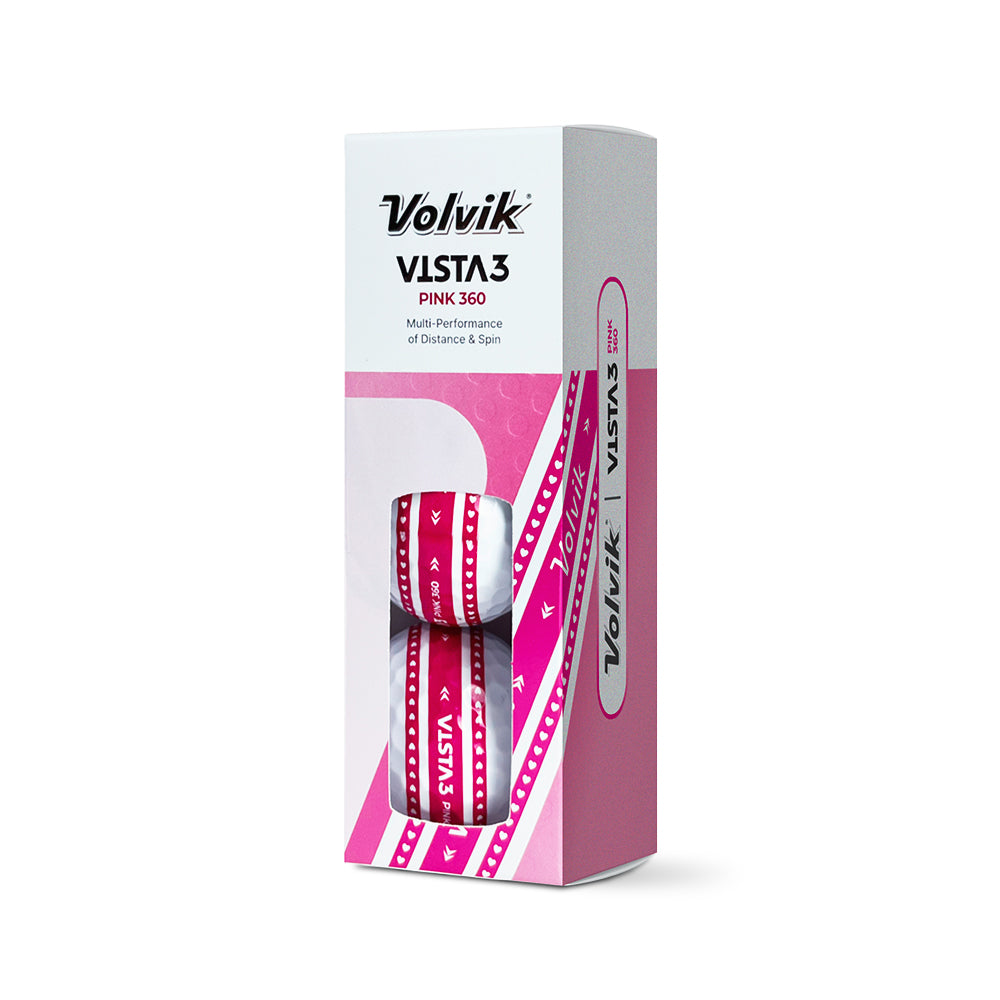 Volvik BCRF Vista3 Pink 360 golf ball sleeve packaging