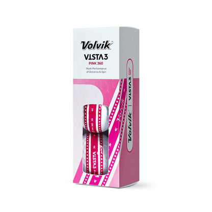 Volvik BCRF Vista3 Pink 360 golf ball sleeve packaging