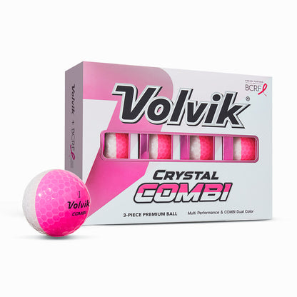 Volvik BCRF Crystal Combi Pink Golf Balls – 1 Dozen packaging