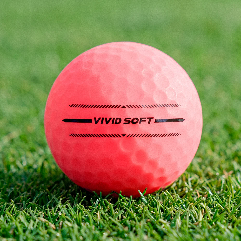 Volvik BCRF Vivid Soft Pink matte golf ball close-up
