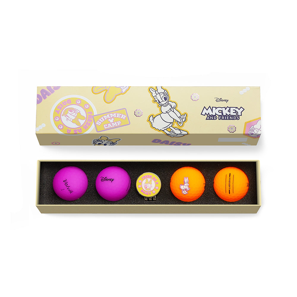 Volvik Disney Daisy Duck Vivid Soft four golf ball gift set packaging