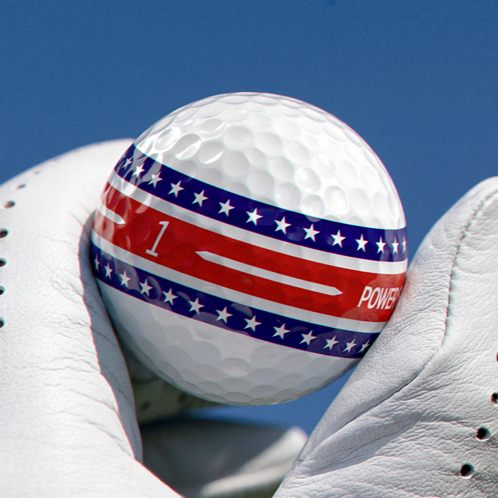 Volvik Power Soft USA Patriot Edition golf ball close-up