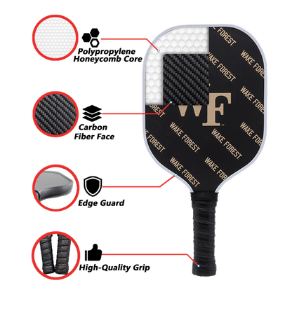 Wake Forest Demon Deacons Pickleball Paddle | Carbon Fiber Face | 12mm Core - Club Rehab