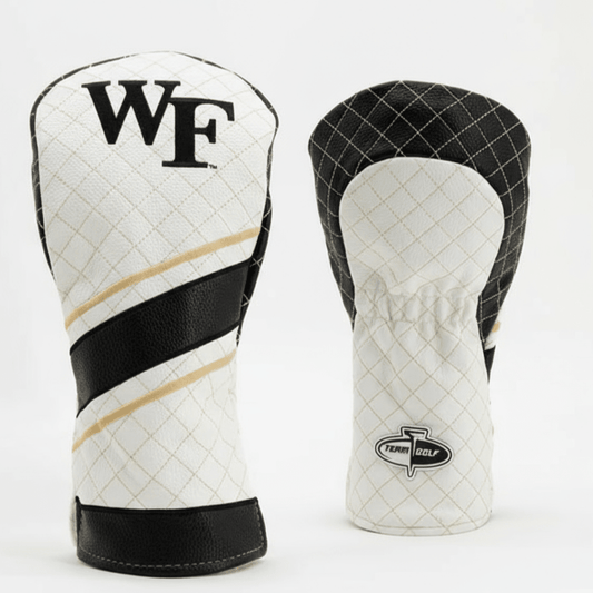 Two golf club head covers with 'WF' branding on a white background