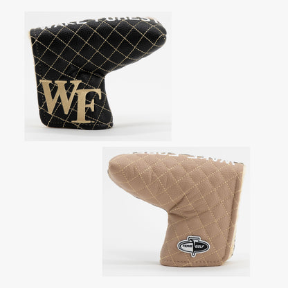 Wake Forest Demon Deacons Split Quilted Blade Putter Cover, offset front and back views