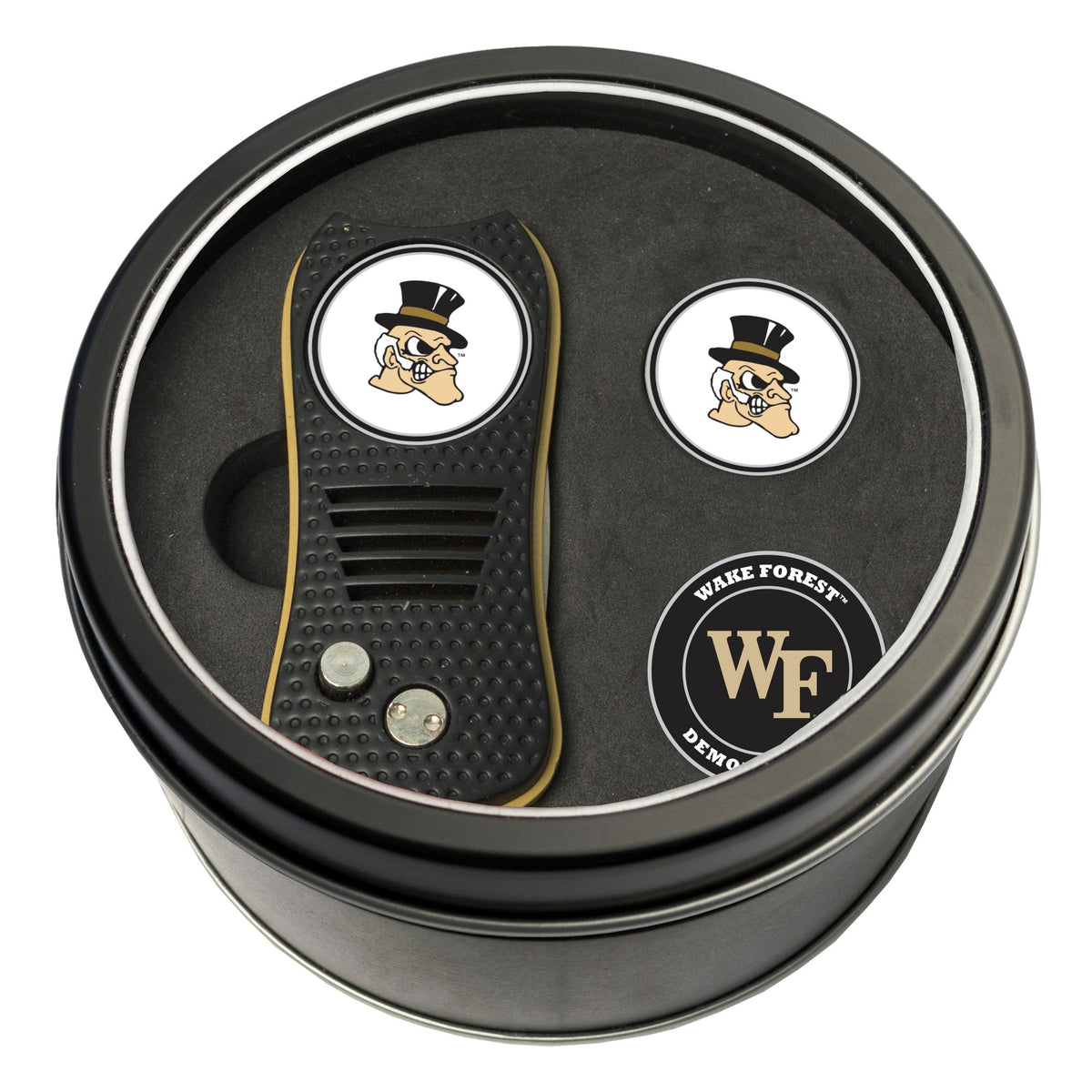 Wake Forest Demon Deacons Switchblade divot tool and ball marker tin gift set